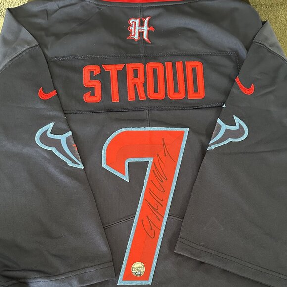 CJ STROUD SIGNED HOUSTON TEXANS QB AUTOGRAPHED NIKE FOOTBALL JERSEY w/COA XL 608